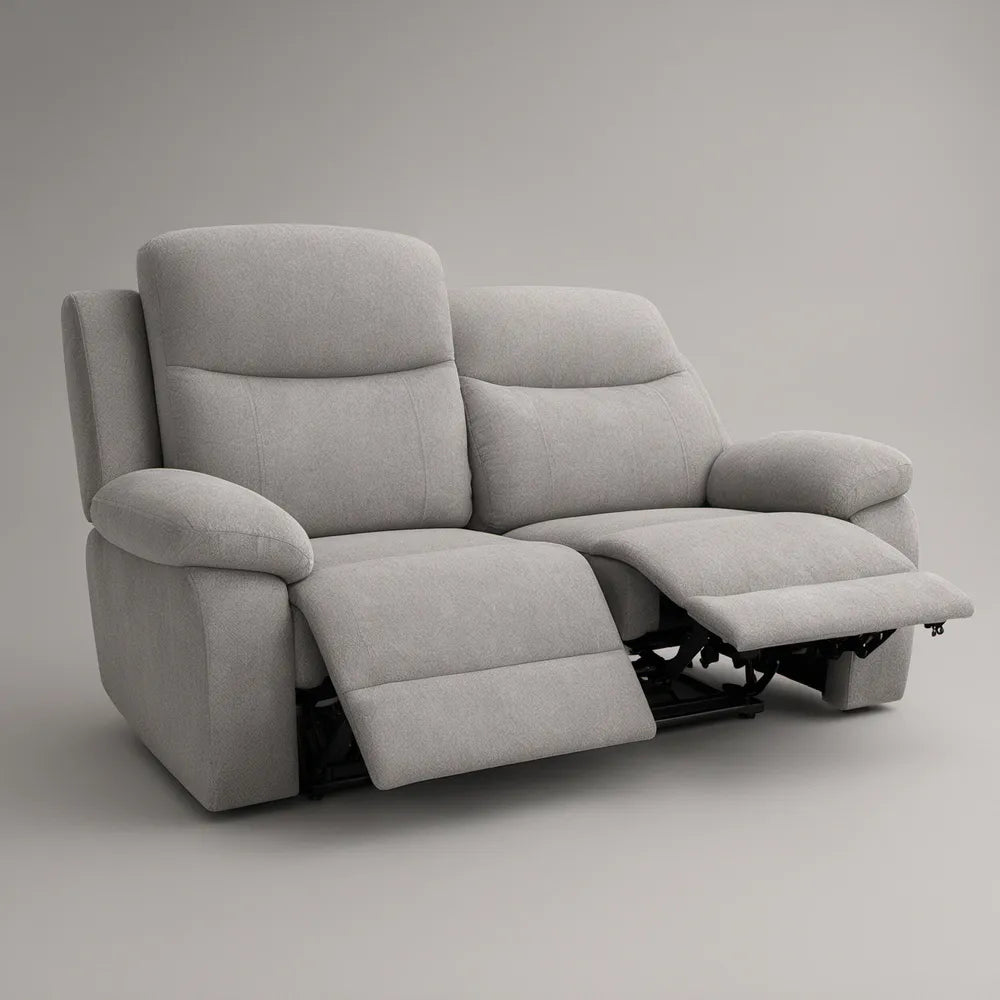 Gray Manual Reclining Loveseat with Dual Footrests, 62 x 36 x 40 in