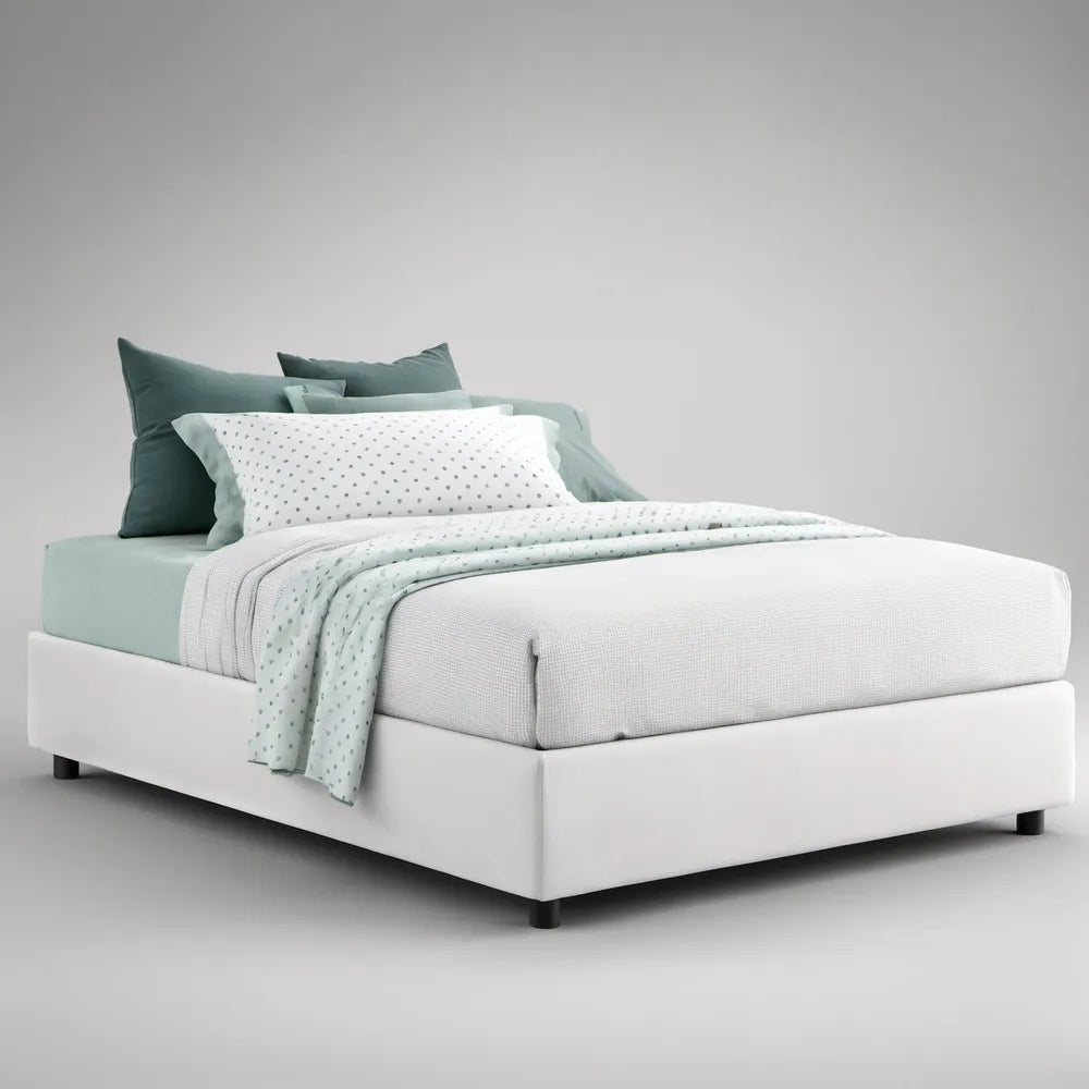 White Queen Upholstered Storage Bed Frame, 64 x 84 x 35 in