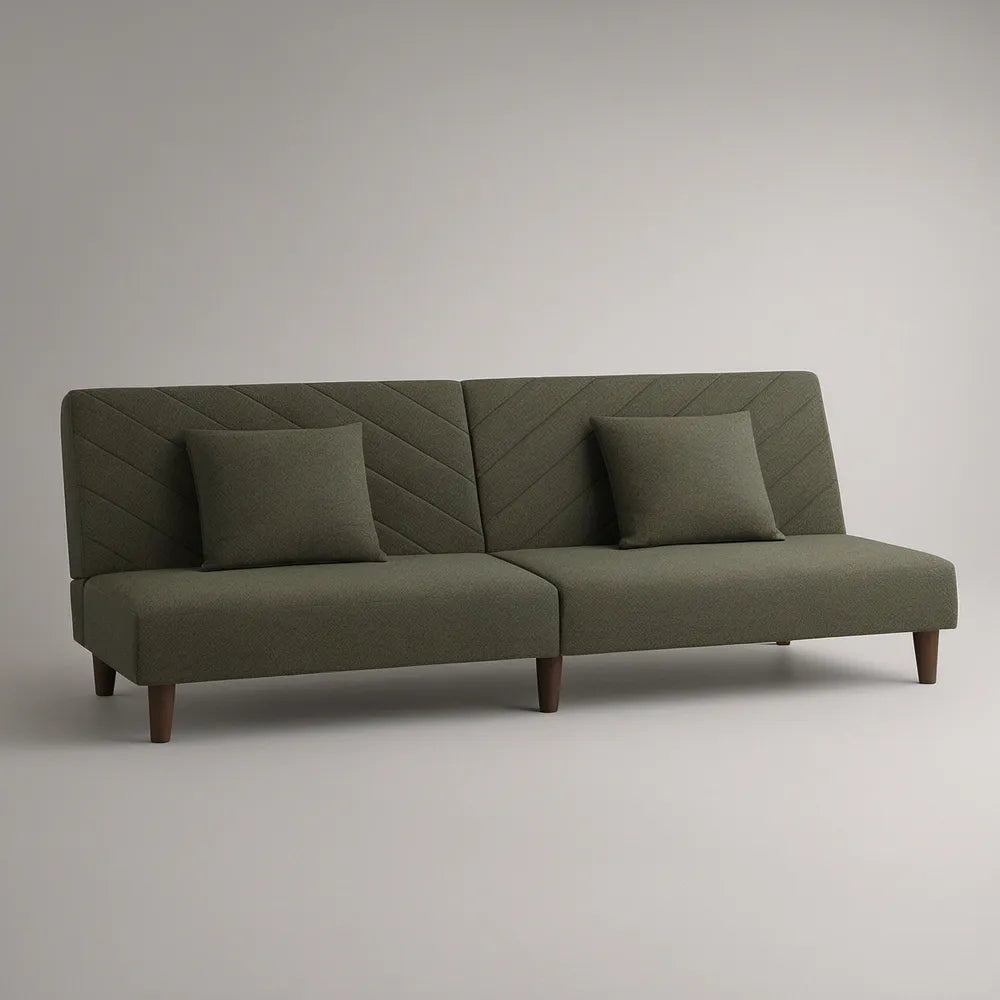 Olive Green 3-Seat Armless Sofa with Polyester Upholstery, 83 x 34 x 33 in