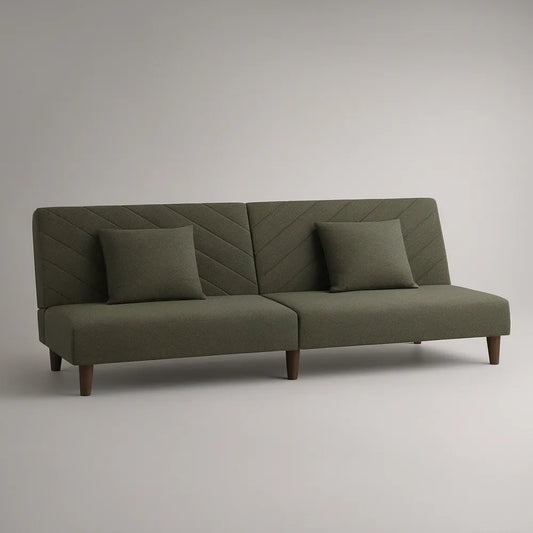 Olive Green 3-Seat Armless Sofa with Polyester Upholstery, 83 x 34 x 33 in