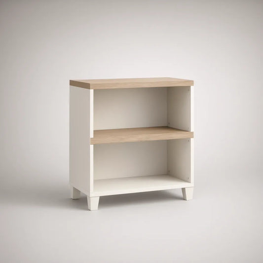 2-Shelf Open Shelving Unit, White and Natural Oak, 60 x 35 x 75 cm